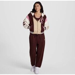 SET Champion Womens Maroon Fleece Zip Hoodie & Cropped Sweatpants-Small RARE NEW
